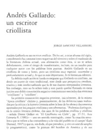 Andrés Gallardo, un escritor criollista