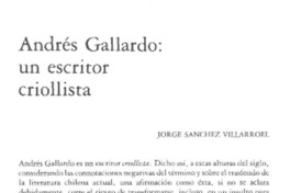 Andrés Gallardo, un escritor criollista