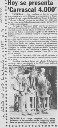 Hoy se presenta "Carrascal 4000"