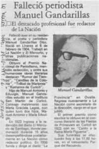 Falleció periodista Manuel Gandarillas