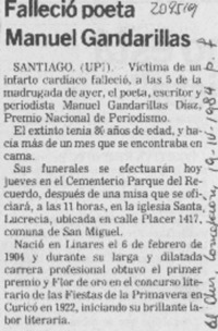 Falleció poeta Manuel Gandarillas