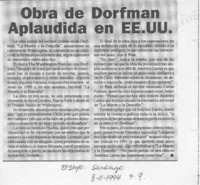 Obra de Dorfman aplaudida en EE. UU.  [artículo].