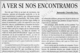 A ver si nos encontramos  [artículo] Bernardo Chandía Fica.