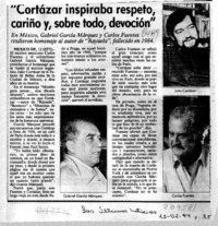 "Cortázar inspiraba respeto, cariño y, sobre todo, devoción"  [artículo].