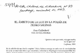 El ámbito de la luz en la poesía de Pedro Salinas