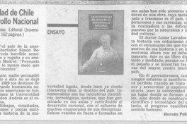 La Universidad de Chile en el desarrollo nacional  [artículo] Hernán Poblete Varas.