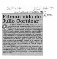 Filman vida de Julio Cortázar  [artículo].