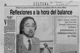 Reflexiones a la hora del balance  [artículo] Mónica Villarroel.