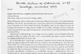 Viaje y escritura; viajeros románticos chilenos  [artículo] Eric Moreau.