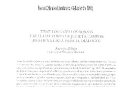 "Tiene los cabellos rojizos y se llama Sabina" de Julieta Campos; Es Sabina lista para el diálogo?