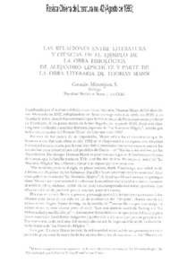 Las relaciones entre literatura y ciencias en el ejemplo de la obra fisiológica de Alejandro Lipschütz y parte de la obra literaria de Thomas Mann