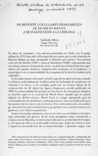 "De repente los lugares desaparecen" de Patricio Manns, ¿ciencia-ficción a la chilena?