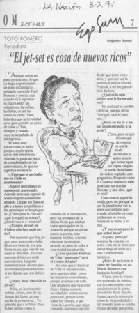 "El jet-set es cosa de nuevos ricos"  [artículo] Alejandra Bonati.