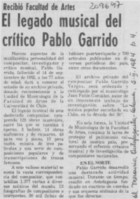 El legado musical del crítico Pablo Garrido