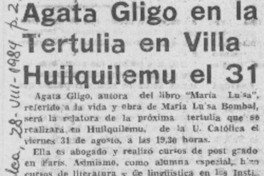 Agata Gligo en la tertulia en Villa Huilquilemu el 31