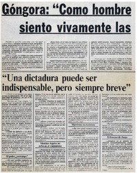 Góngora "Como hombre con conciencia histórica siento vivamente las angustias del momento"