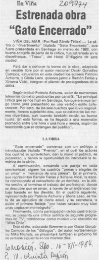 Estrenada obra "Gato encerrado"