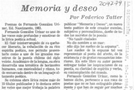 "Memoria y deseo"