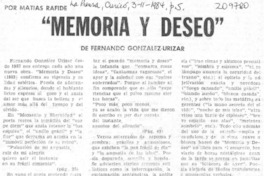 "Memoria y deseo"