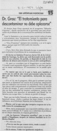 Dr. Grau, "El tratamiento para descontaminar no debe aplazarse"