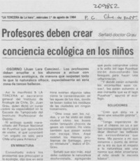 Profesores deben crear conciencia ecológica en los niños
