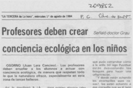 Profesores deben crear conciencia ecológica en los niños