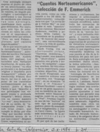 "Cuentos norteamericanos", selección de F. Emmerich