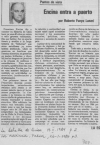 Encina entra a puerto --