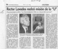Rector Lavados realzó misión de la "U"  [artículo].