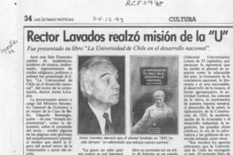 Rector Lavados realzó misión de la "U"  [artículo].