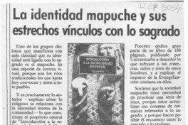La Identidad mapuche y sus estrechos vínculos con lo sagrado  [artículo].