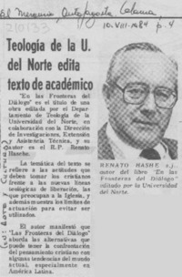 Teología de la U. del Norte edita texto de académico