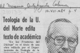 Teología de la U. del Norte edita texto de académico