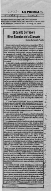 El cuarto cerrado y otros cuentos de la sinrazón  [artículo] Darío de la Fuente.