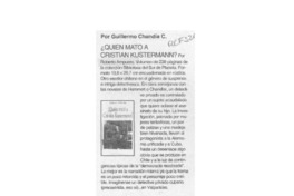 Quién Mató a Cristián Kustermann?  [artículo] Guillermo Chandía C.