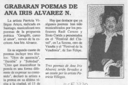Grabarán poemas de Ana Iris Alvarez N.  [artículo].