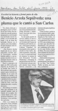 Benicio Arzola Sepúlveda, una pluma que le cantó a San Carlos  [artículo].