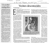 Vecinos desconocidos  [artículo] Julio Olaciregui.