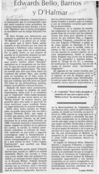 Edwards Bello, Barrios y D'Halmar  [artículo] Lautaro Robles.