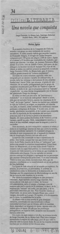 Una novela que conquista  [artículo] Mariano Aguirre.