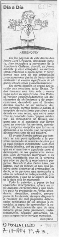 Arrenquín  [artículo] Bonifacio.