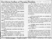 Escritores hallan el paraíso perdido  [artículo].