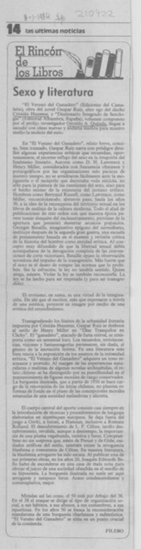 Sexo y literatura