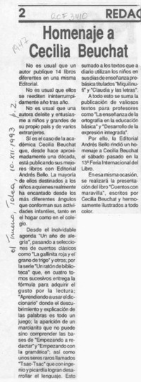Homenaje a Cecilia Beuchat  [artículo].