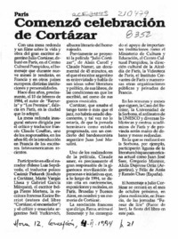 Comenzó celebración de Cortázar  [artículo].