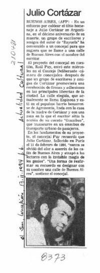 Julio Cortázar  [artículo].