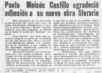 Poeta Moisés Castillo agradeció adhesión a su nueva obra literaria  [artículo].