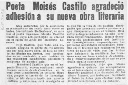 Poeta Moisés Castillo agradeció adhesión a su nueva obra literaria  [artículo].