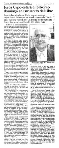Jesús Capo estará el próximo domingo en Encuentro del Libro  [artículo].
