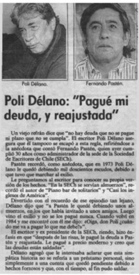 Poli Délano, "Pagué mi deuda, y reajustada"